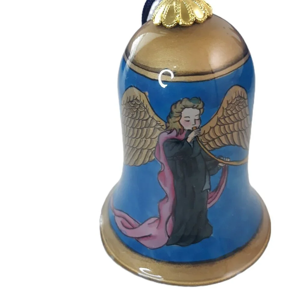 7-Angel Glass Ornaments Reversed Painted (Bells 3